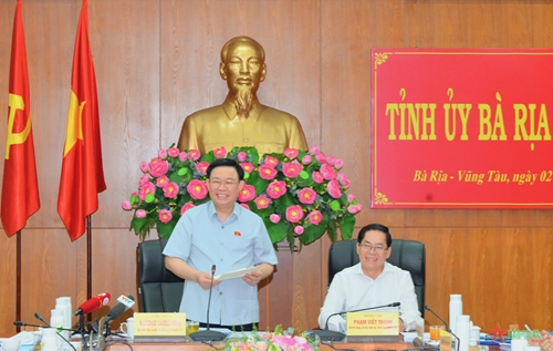 Chủ tịch Quốc hội Vương Đình Huệ làm việc với Ban Thường vụ Tỉnh ủy Bà Rịa-Vũng Tàu